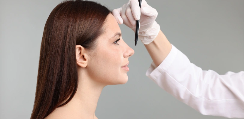 female liquid nose job consultation at skin clinic